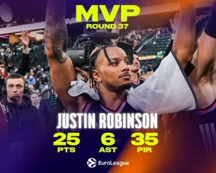 Ο Τζάστιν Ρόμπινσον MVP της 37ης αγωνιστικής της EuroLeague