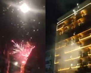 Χαμός με πυροτεχνήματα τα ξημερώματα έξω από το ξενοδοχείο της Εφές (video)