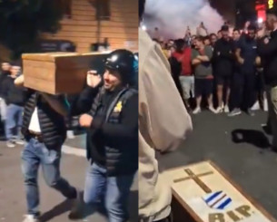 Ξέφρενοι πανηγυρισμοί με.... φέρετρο απ' τους οπαδούς της Τζένοα για τον υποβιβασμό της Σαμπντόρια (video)