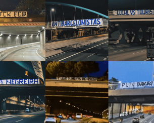 Χαμός από οπαδούς της Εσπανιόλ - Κρέμασαν υβριστικά πανό κατά της Μπαρτσελόνα σε σημεία της πόλης