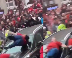 Βίντεο που σοκάρει - Οπαδός της Λίβερπουλ εκσφενδονίζεται στον αέρα από το αυτοκίνητο