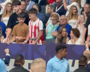 Με μπλούζα Ολυμπιακού στις εξέδρες ο γιος του Σπανούλη (video)