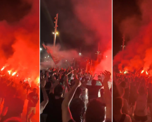 Υποδοχή στο ΟΑΚΑ από εκατοντάδες φίλους του Παναθηναϊκού - Δείτε βίντεο