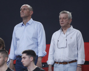 Παναγιώτης Αγγελόπουλος και Γιώργος Σκινδήλιας στο ΣΕΦ για την αναμέτρηση της Ελλάδας