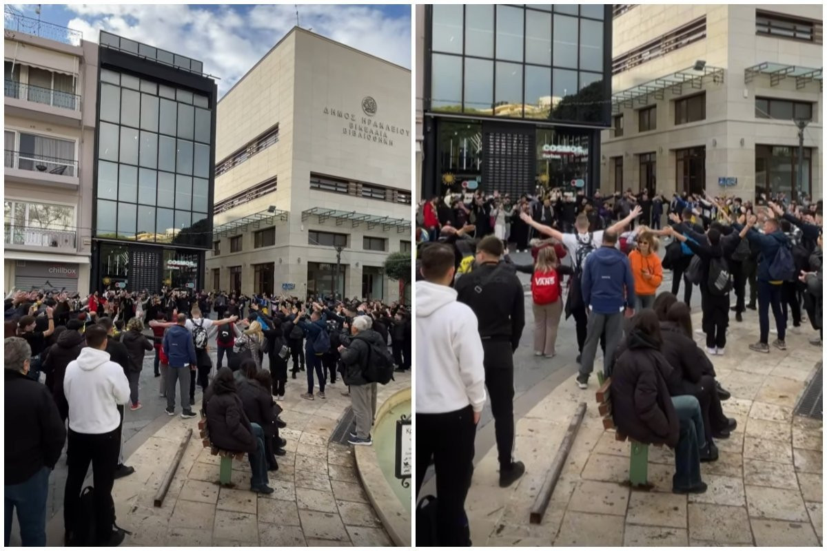 «Κιτρινομπλέ» απόβαση στο Ηράκλειο - Οπαδοί του Αστέρα ξεσήκωσαν την πόλη (vid)