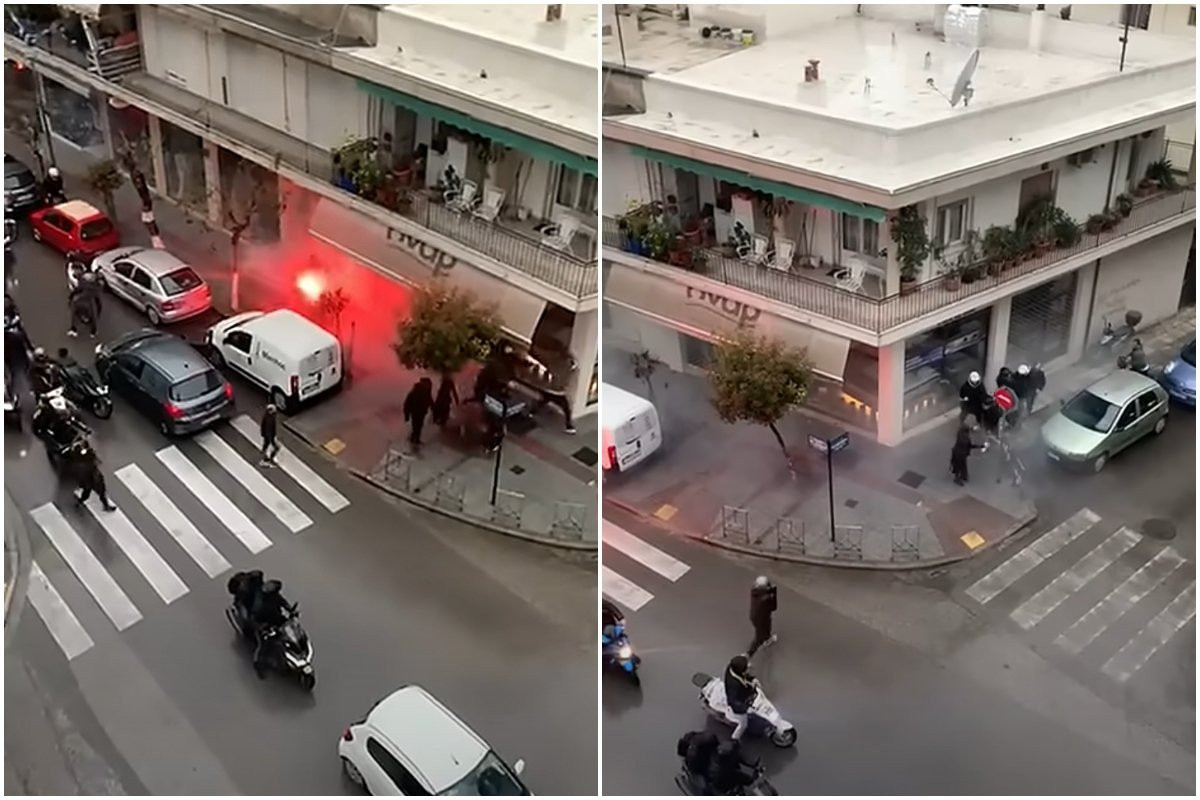 Οπαδικό επεισόδιο στη Θεσσαλονίκη – Επίθεση με αναμμένο πυρσό και γροθιές (vid)