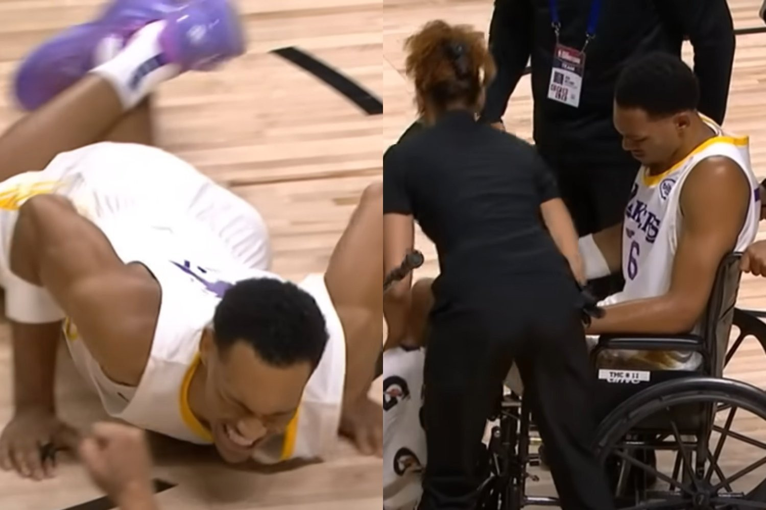 Ανησυχία για τον Μπέιζλι: Σφάδαζε στους πόνους στο παρκέ και αποχώρησε με αμαξίδιο (video)