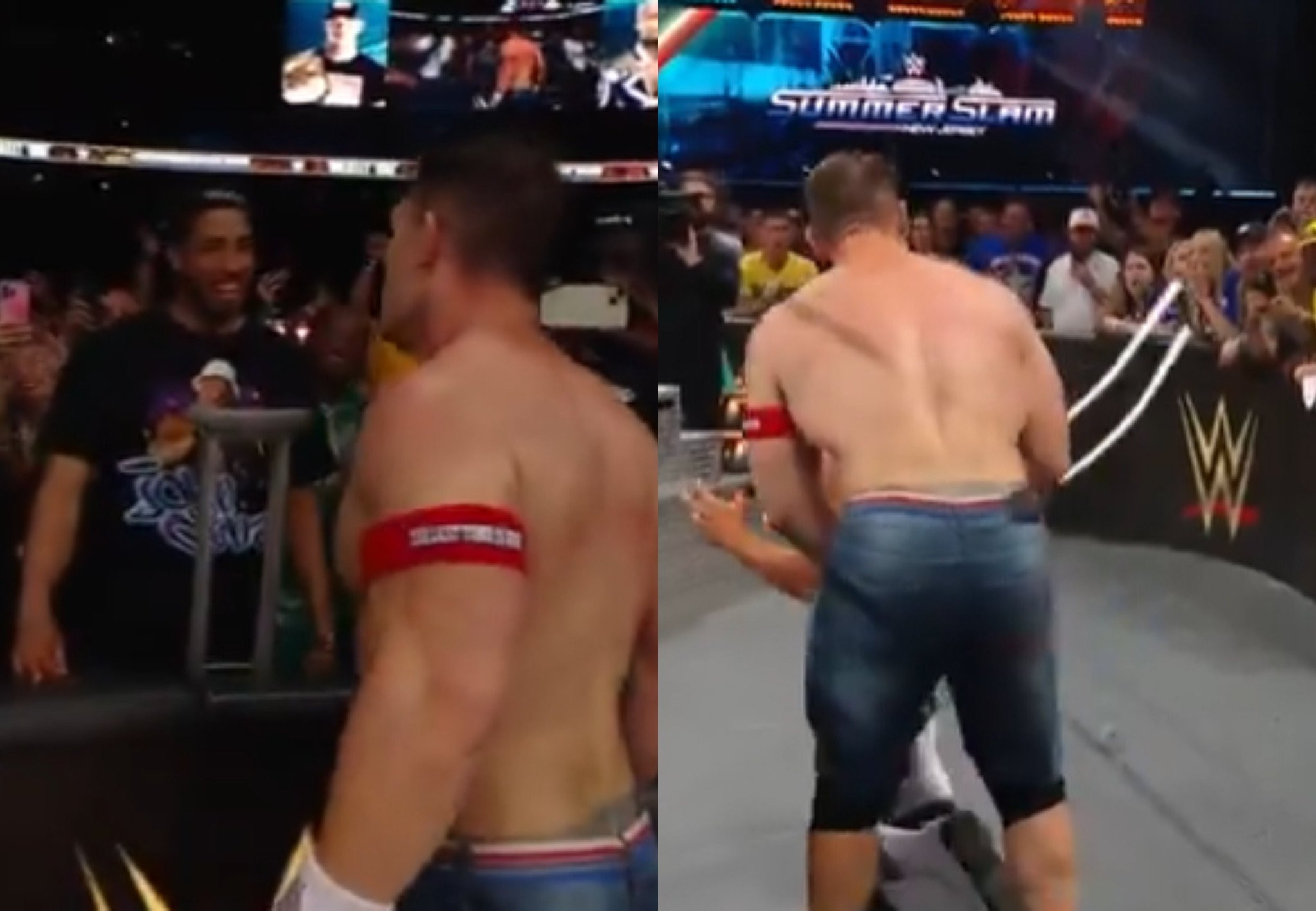 Ο Χαλιμπάρτον πήγε σε αγώνα του WWE και ο Τζον Σίνα χρησιμοποίησε την πατερίτσα του ως... όπλο (video)