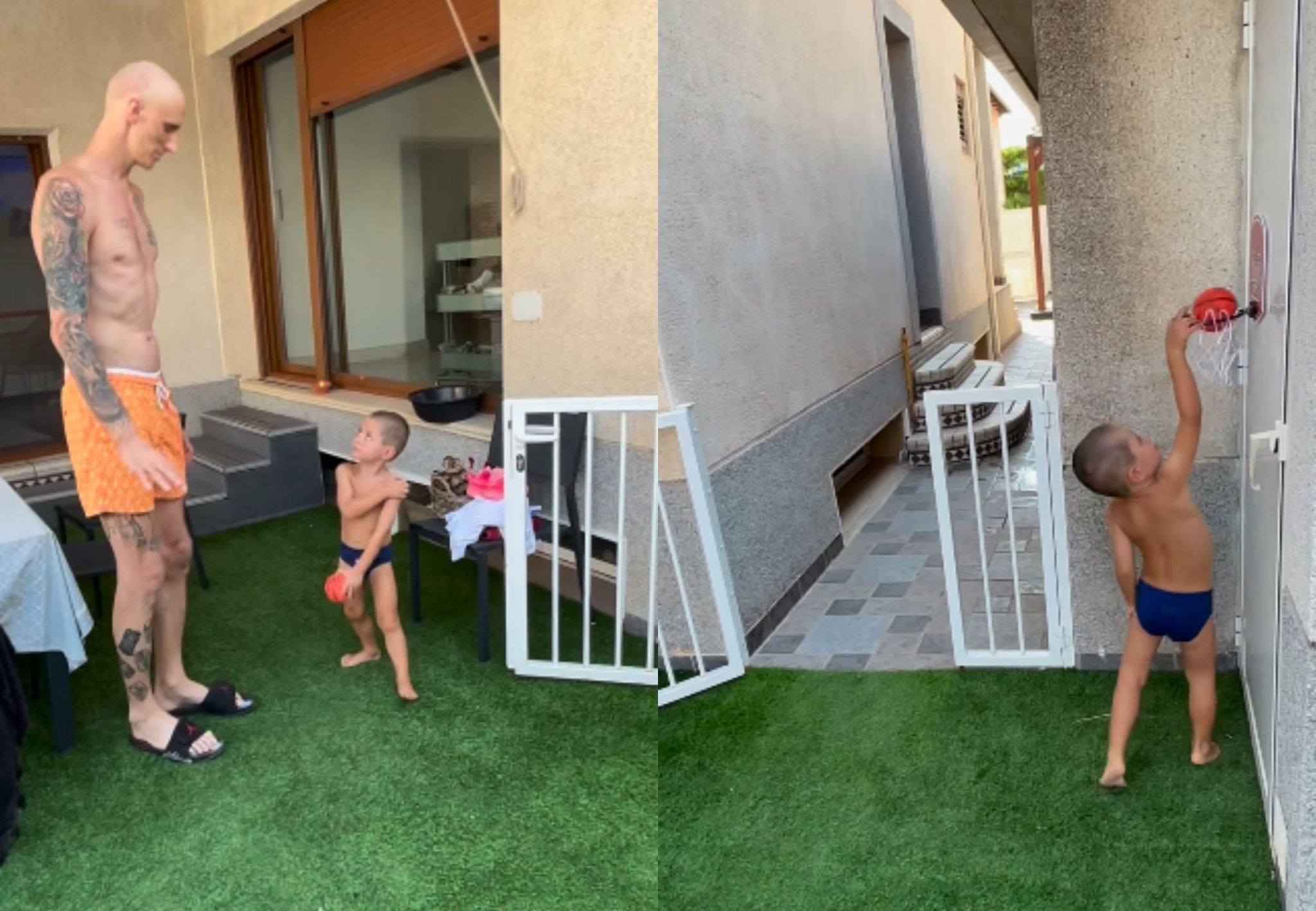 Ο Ακίλε Πολονάρα απολαμβάνει τις στιγμές και παίζει μπάσκετ μαζί με τον γιο του (video)