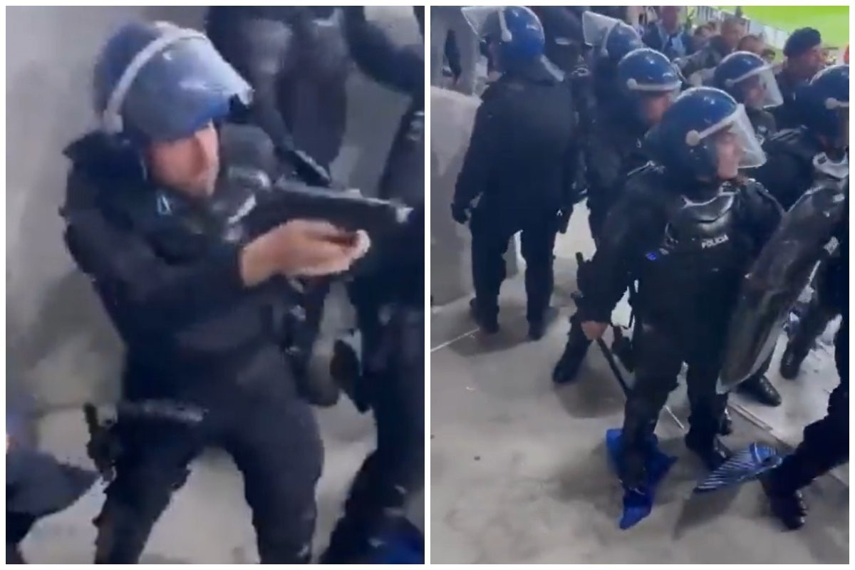 Χάος στο Πόρτο - Μπενφίκα: Η στιγμή που η αστυνομία χρησιμοποιεί λαστιχένιες σφαίρες σε οπαδούς (vids)
