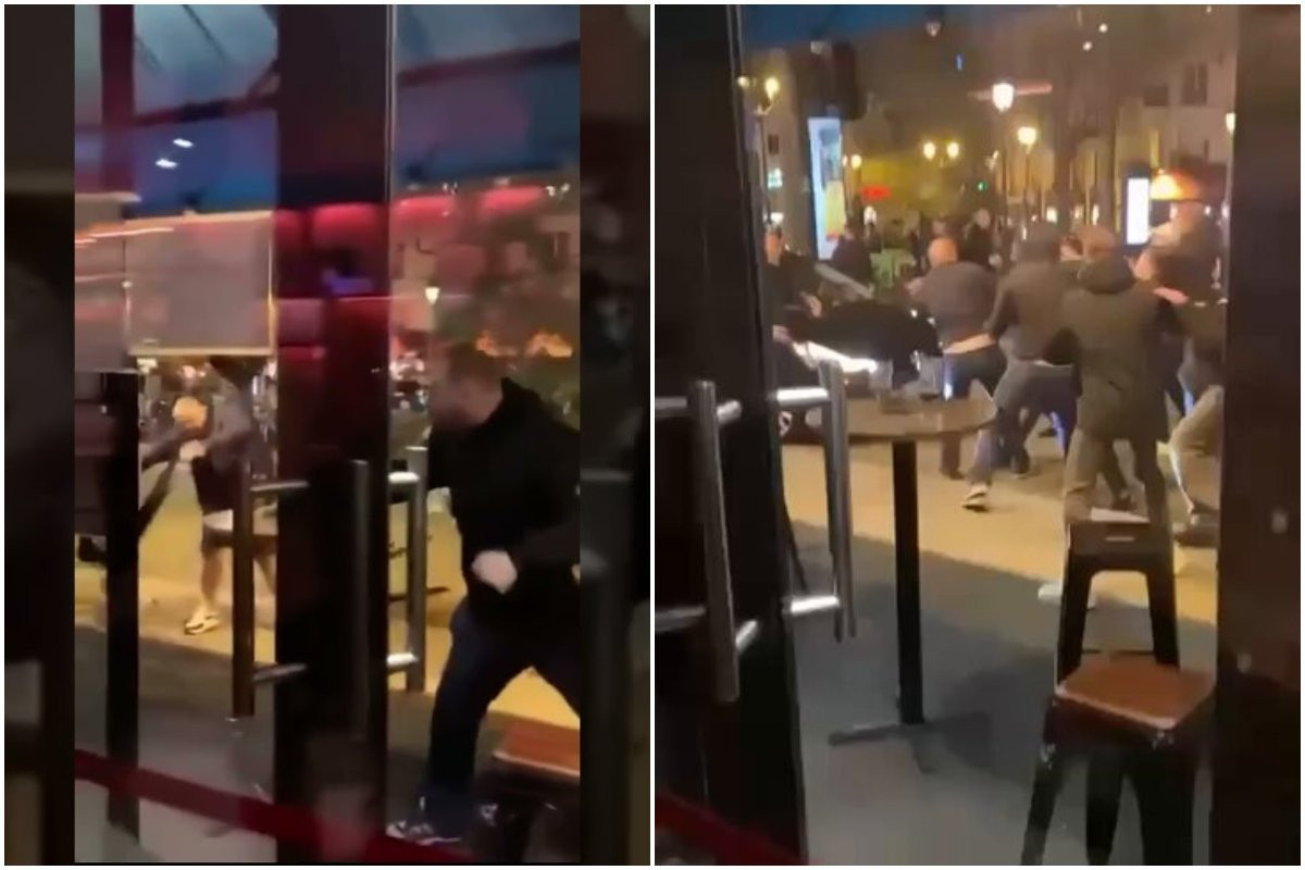 Σκαμπό στον «αέρα», βρισιές και άγριες συμπλοκές οπαδών της Παρί και της Άστον Βίλα (vids)