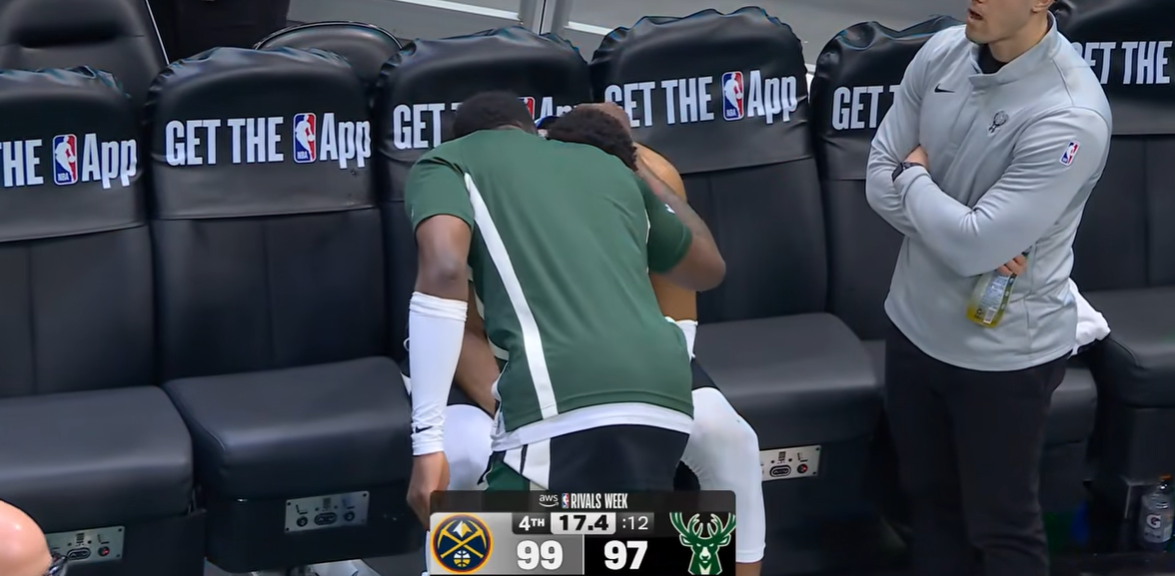 Η αγκαλιά του Θανάση στον Γιάννη Αντετοκούνμπο μετά τον τραυματισμό (video)