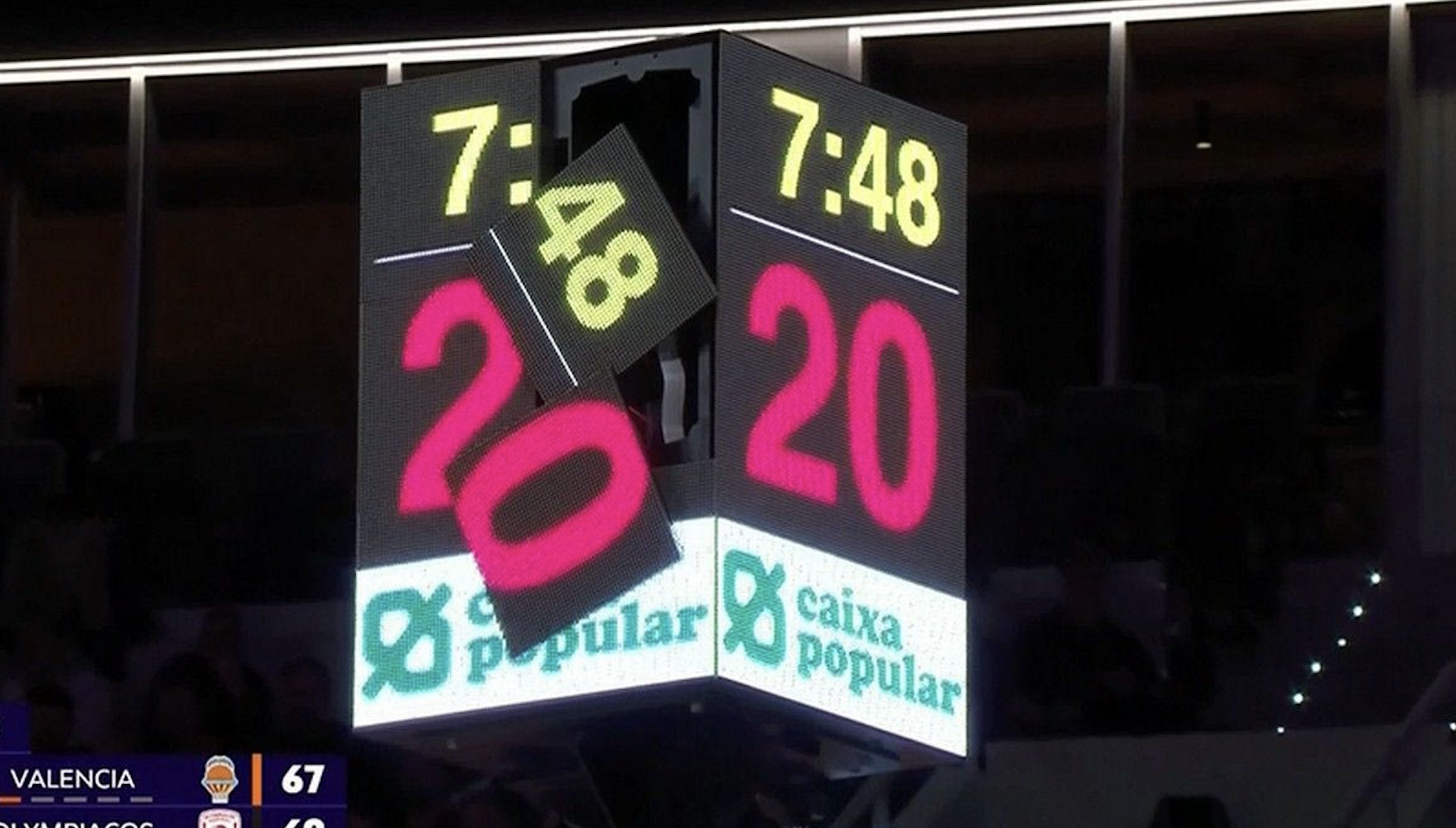 Διακοπή στο Βαλένθια-Ολυμπιακός: Ο Μοντέρο πέταξε την μπάλα και έσπασε το χρονόμετρο της μπασκέτας!