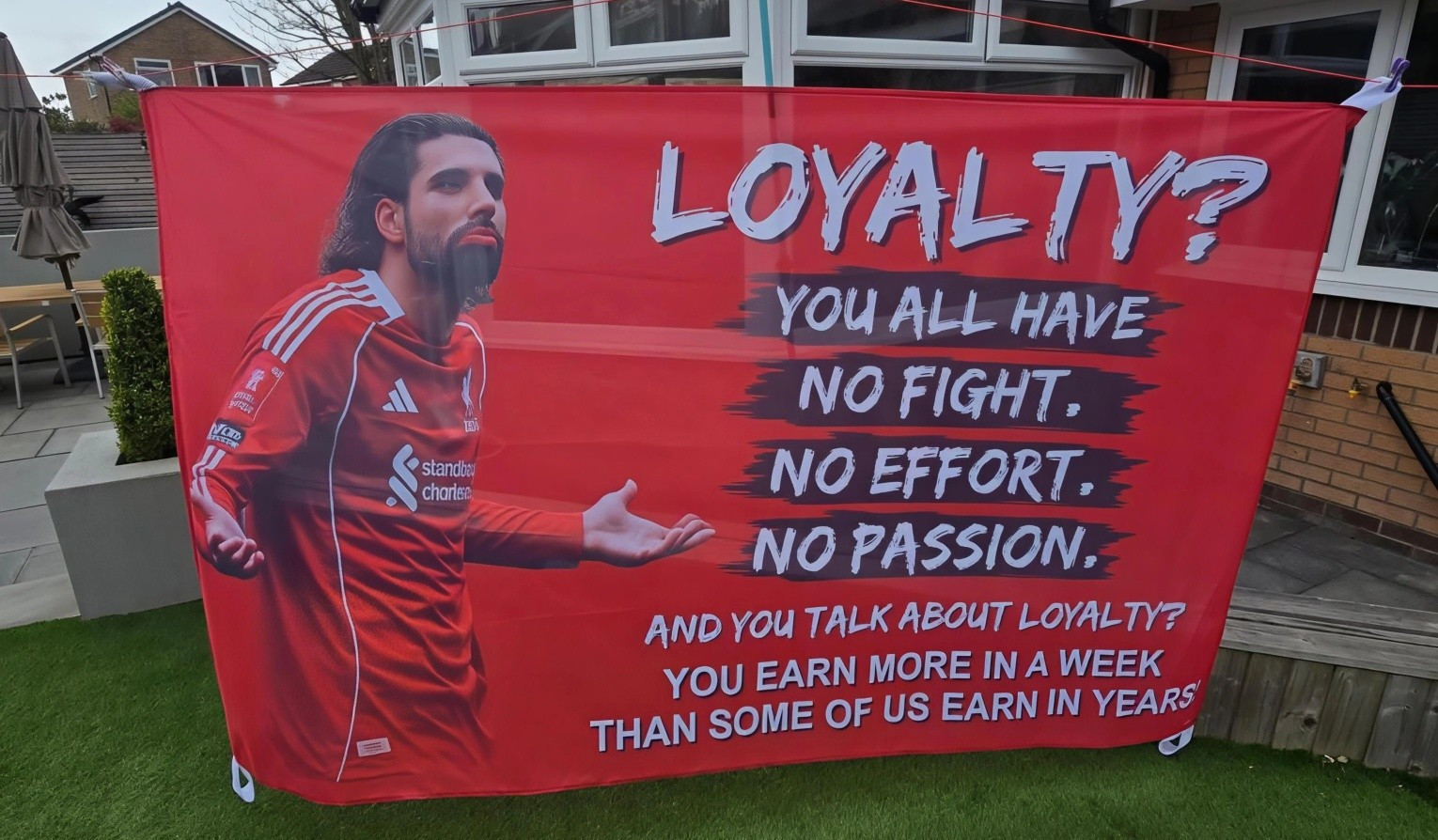 Πανό από οπαδούς της Λίβερπουλ κατά των παικτών: «Παλέψτε! Βγάζετε σε μια βδομάδα, όσα εμείς σε χρόνια»