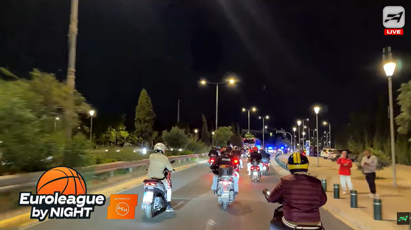 Η μηχανοκίνητη πορεία των οπαδών του Ολυμπιακού στο... κατόπι των Πρωταθλητών Ευρώπης