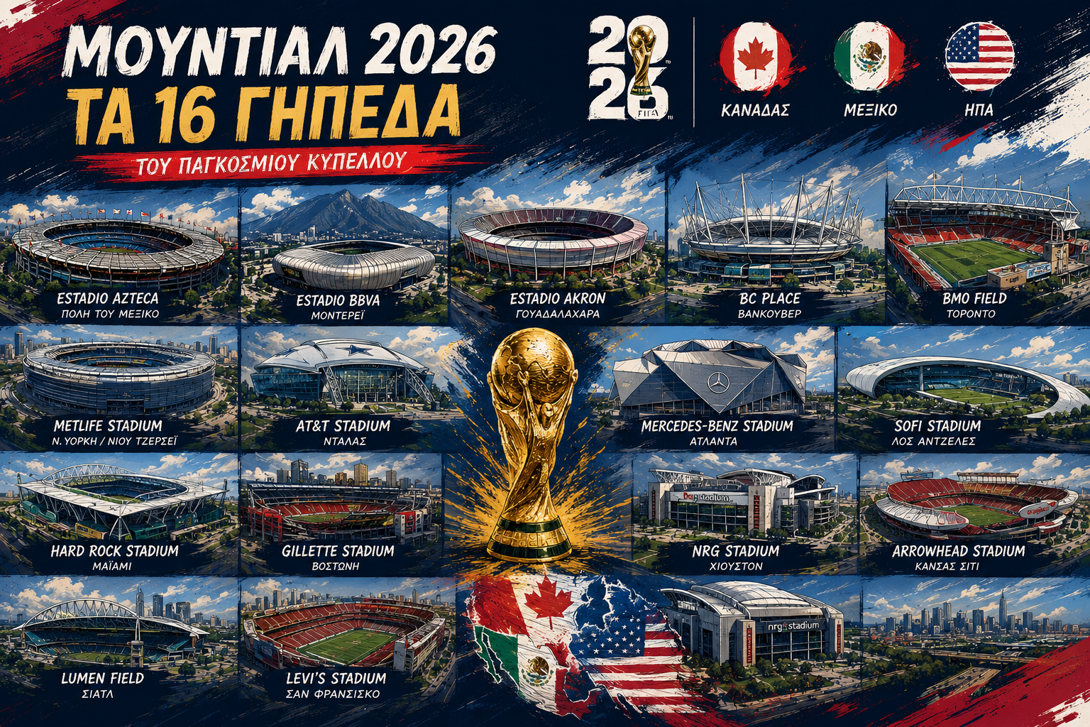Αυτά είναι τα γήπεδα του Μουντιάλ 2026