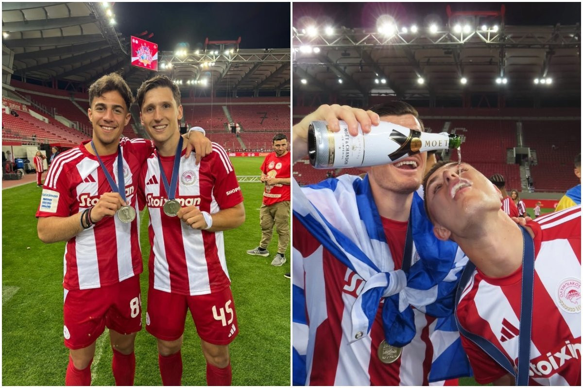 Απονομή, selfie, σαμπάνιες: Ετσι έζησαν οι παίκτες του Ολυμπιακού την κατάκτηση του πρωταθλήματος