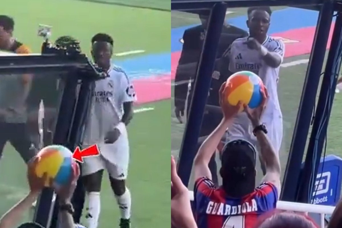 Ο Βινίσιους τσακώθηκε με οπαδό της Μπαρτσελόνα που του... απένειμε μια μπάλα θαλάσσης (video)