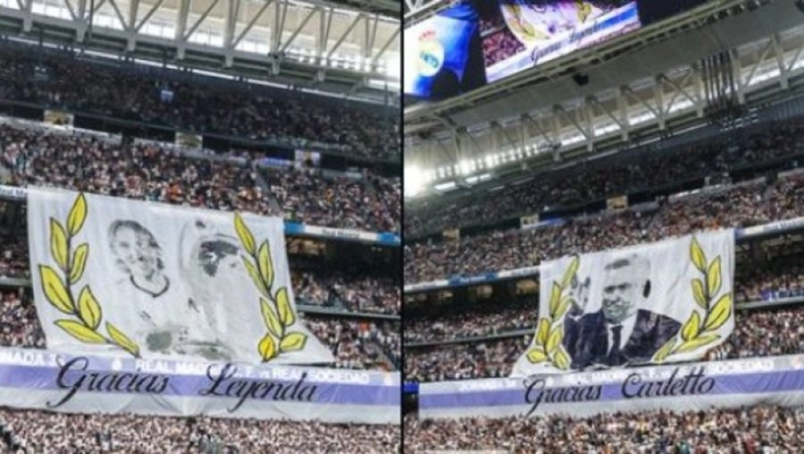 Πανό κι αποθέωση στο «αντίο» των Μόντριτς και Αντσελότι από τη Ρεάλ Μαδρίτης