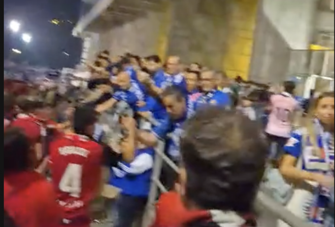 Οπαδοί της Οβιέδο έκαναν... πασίγιο σε αυτούς της Μιραντές (video)