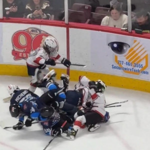 Επαγγελματικό ξύλο από πιτσιρίκια σε αγώνα χόκεϊ - Αδιανόητο βίντεο