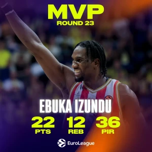 Ο Ιζούντου MVP της 23ης αγωνιστικής της EuroLeague