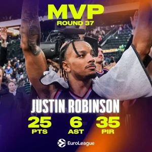 Ο Τζάστιν Ρόμπινσον MVP της 37ης αγωνιστικής της EuroLeague
