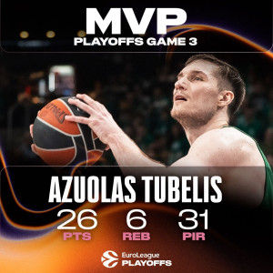 Ο Αζουόλας Τουμπέλις MVP των τρίτων αγώνων των Playoffs